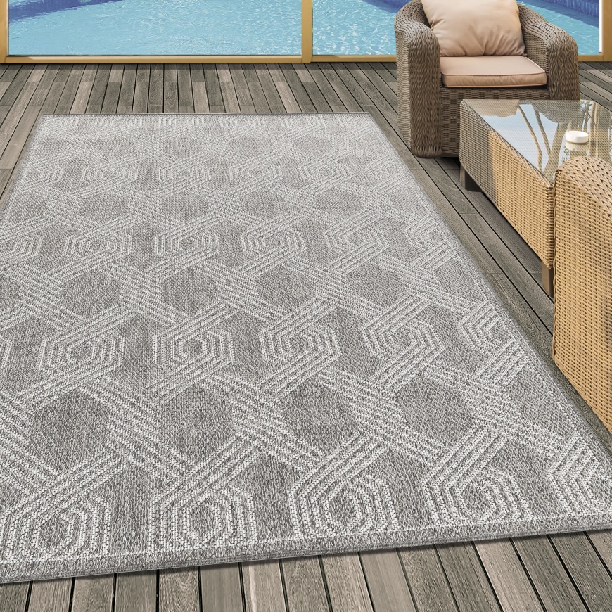 Osun Outdoor/Indoor Braided Design Grey Rug